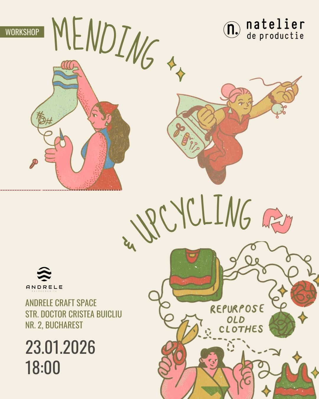 Atelier de cusut 23 ianuarie - Mending & Upcycling