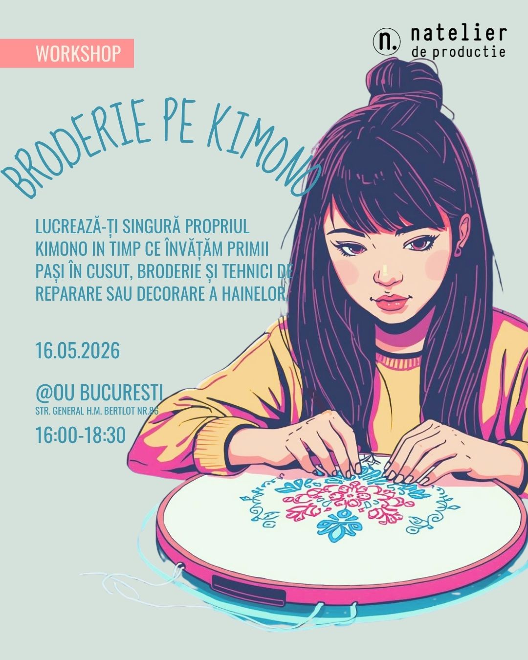 Atelier de cusut 16 mai - Broderie pe kimono