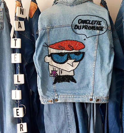 Customized pearls and crystals embroidery on personal jacket